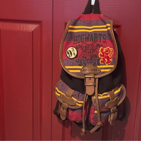 Harry Potter Unisex Hogwarts Alumni Gryffindor Backpack Red Gold Wizarding World - Picture 1 of 11